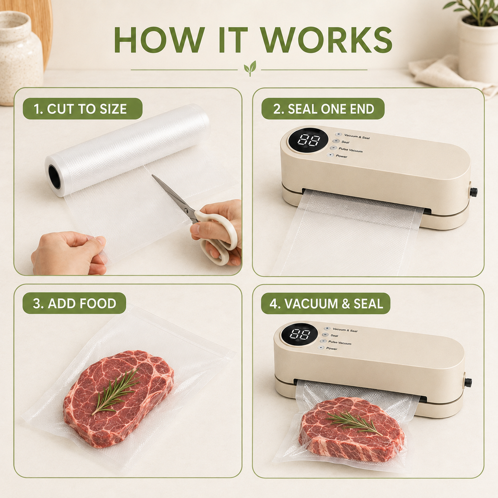 Textured Vacuum Sealer Bag Roll – 15 cm × 5 m